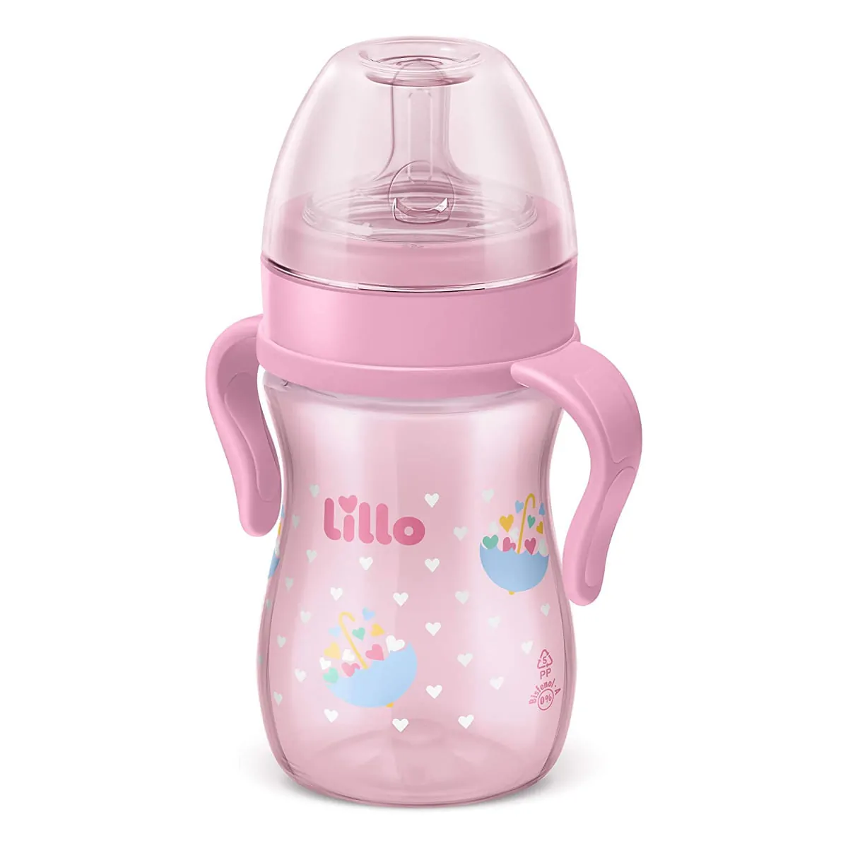 Mamadeira com Alça - 240ml - Super Evolution - Primeiros Passos - Rosa - Lillo