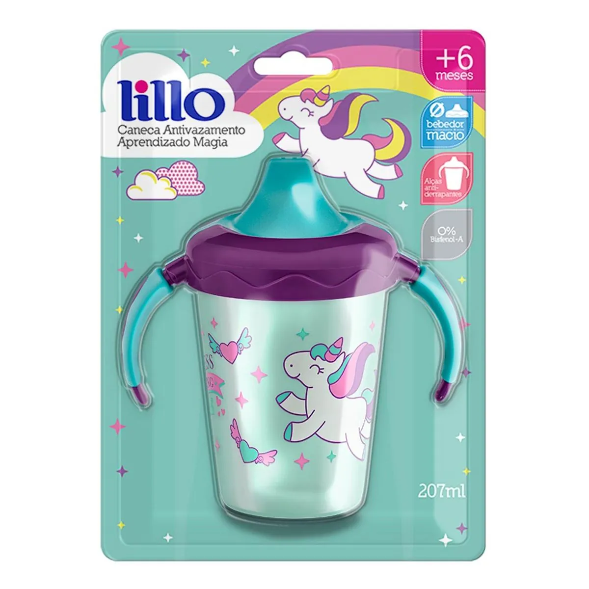 Caneca Antivazamento Aprend Magia Lillo 207 ml Roxo