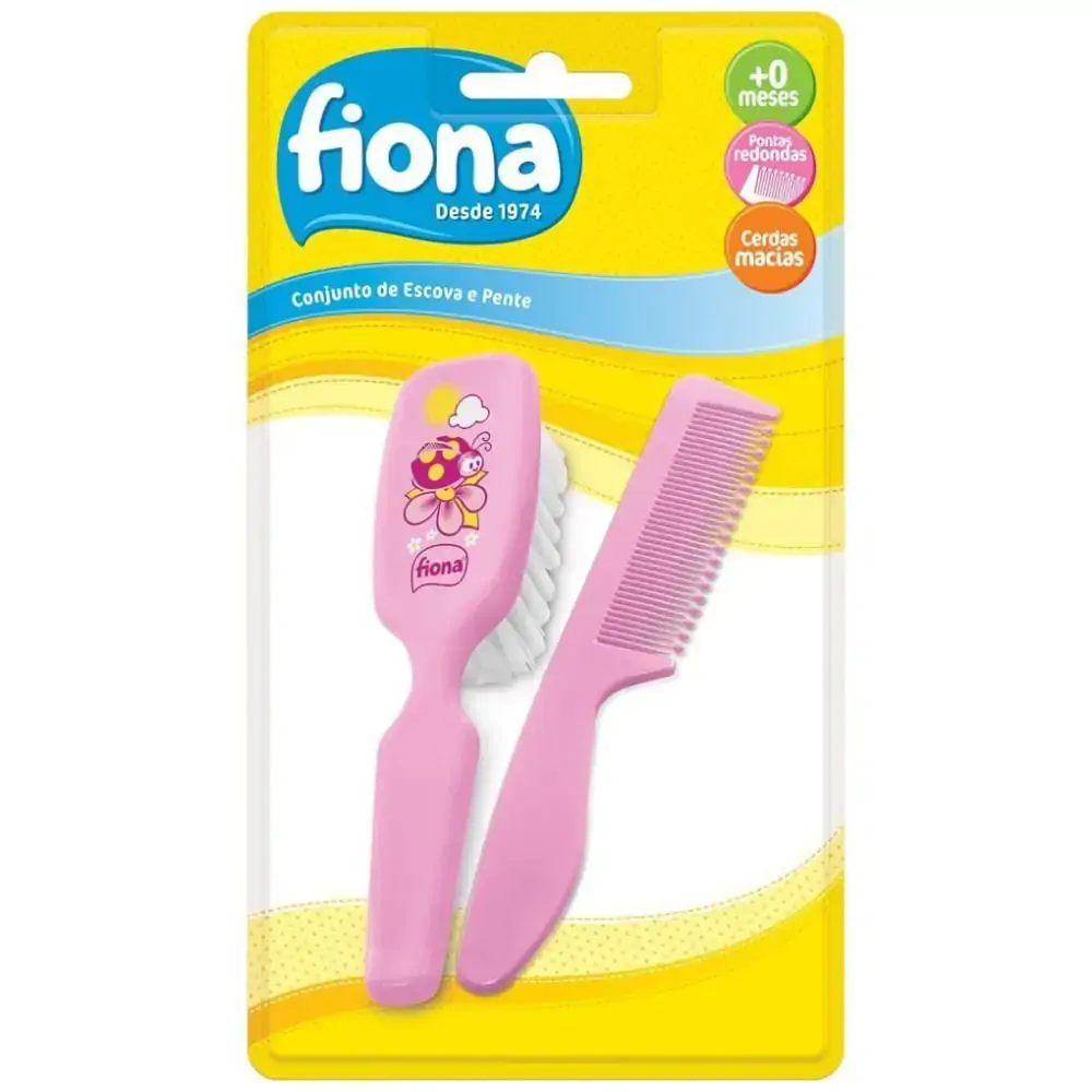 Conj Escova E Pente Fiona Rosa