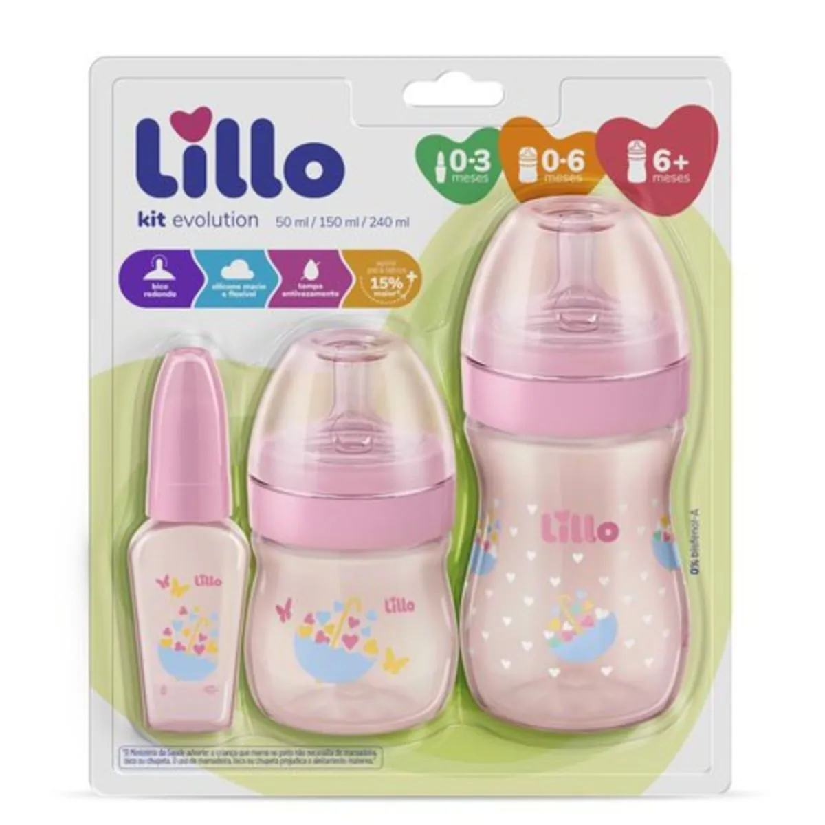 Kit de Mamadeiras Lillo Primeiros Passos 3 Peças 604631