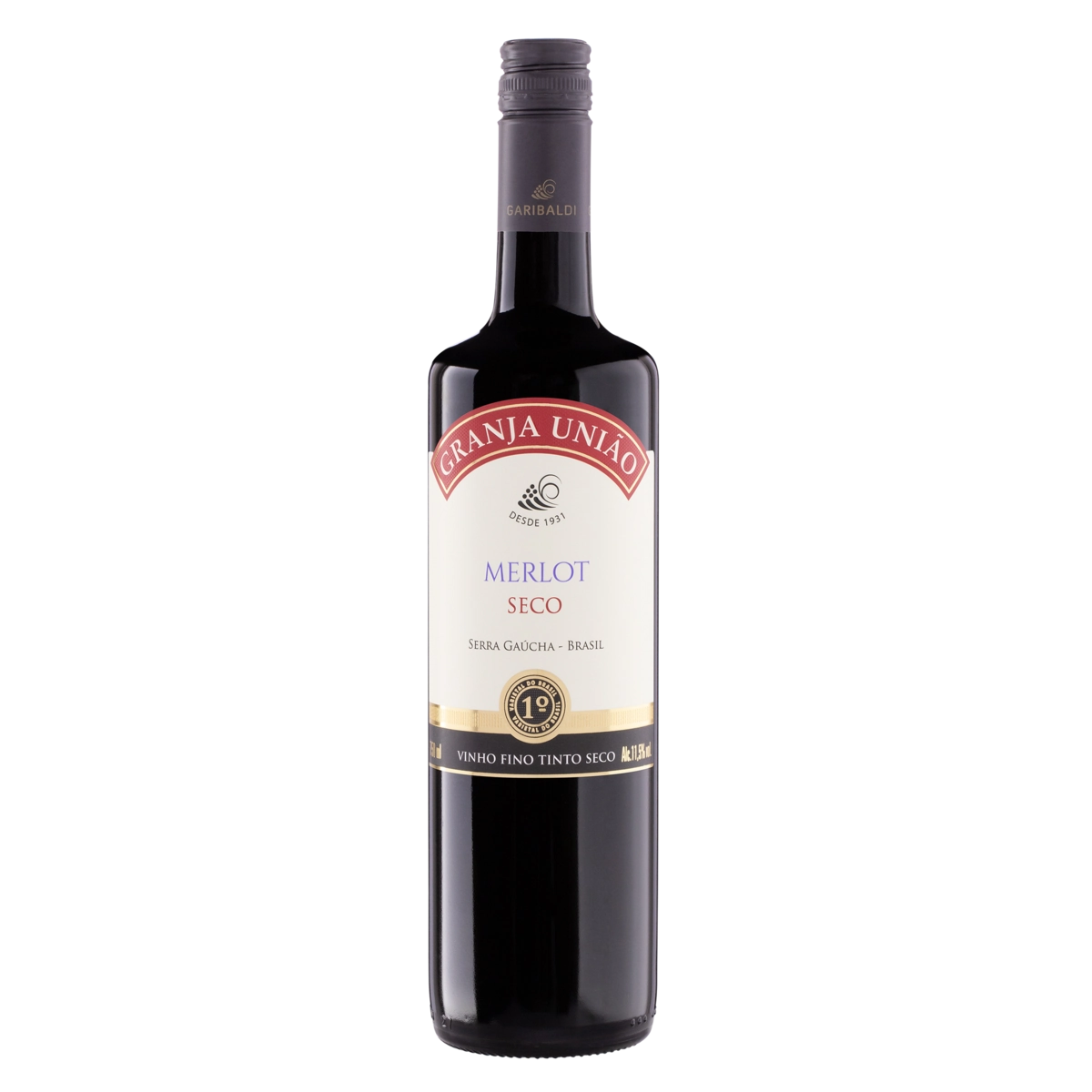 Vinho Brasileiro Tinto Seco Granja União Merlot Serra Gaúcha Garrafa 750ml