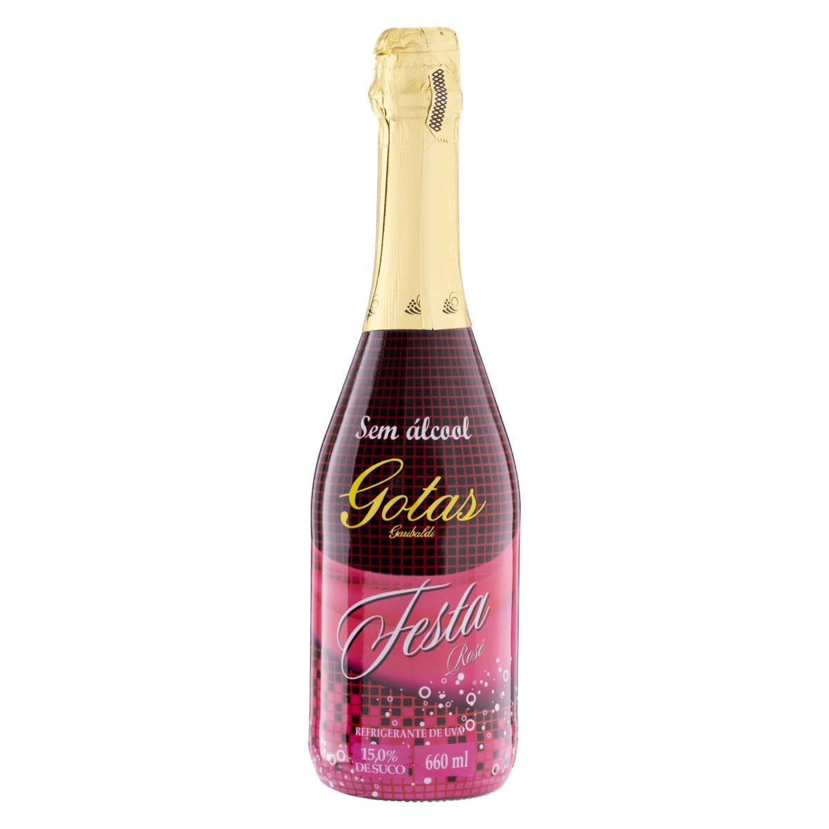 Filtrado Doce Brasileiro Rosé Festa Zero álcool Garibaldi Gotas Garrafa 660ml
