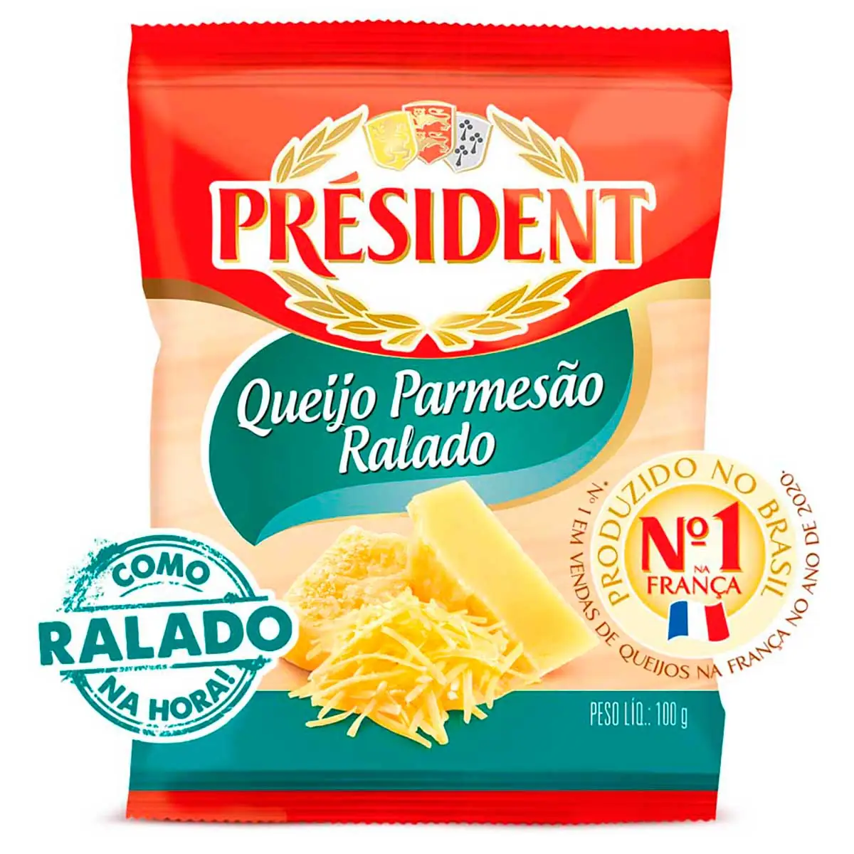 Queijo Parmesão Ralado PRESIDENT Pacote 100g