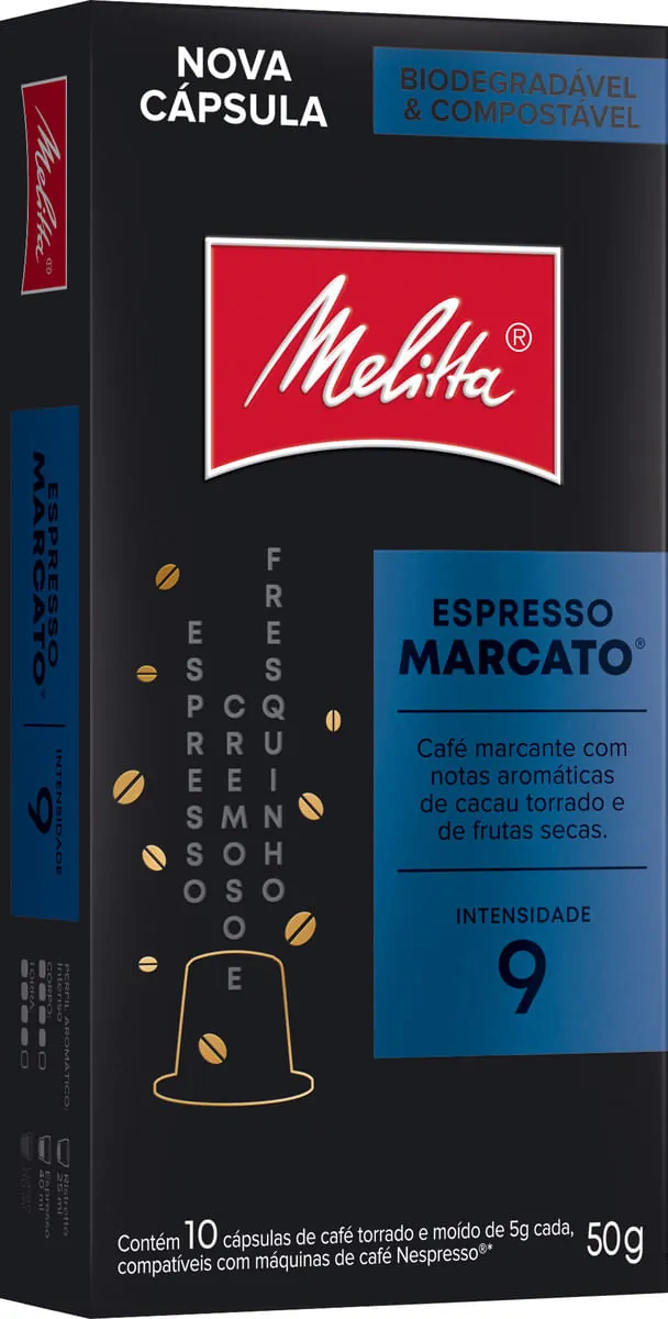 Café em Cápsula Torrado e Moído Espresso Marcato MELITTA Caixa 50g 10 Unidades