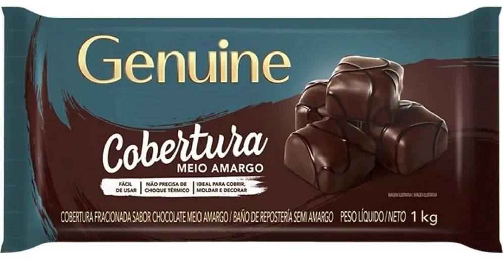 Cobertura Fracionada Chocolate Meio Amargo Genuine Pacote 1kg
