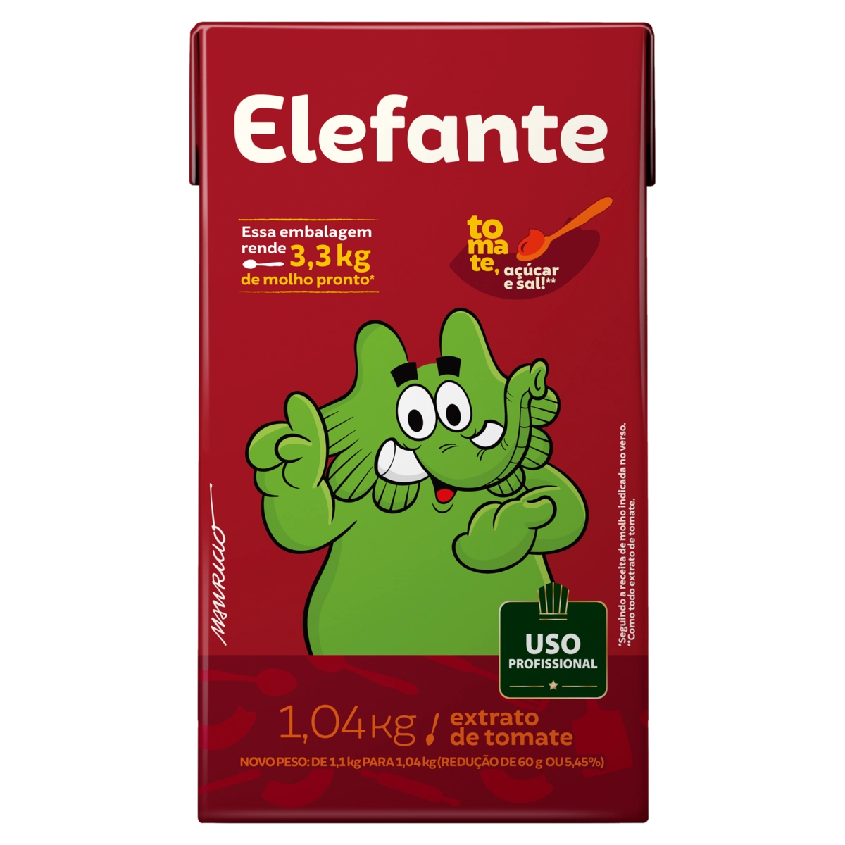 Extrato De Tomate Uso Profissional Elefante Caixa 1,04kg