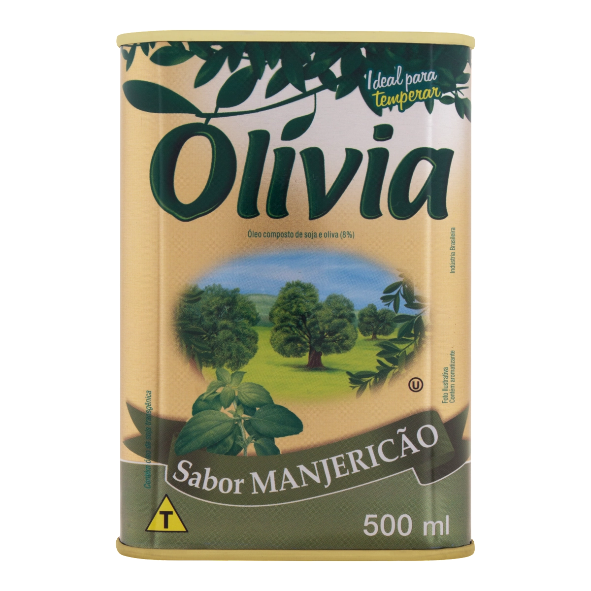 óleo Composto De Soja E Oliva Manjericão Olívia Lata 500ml