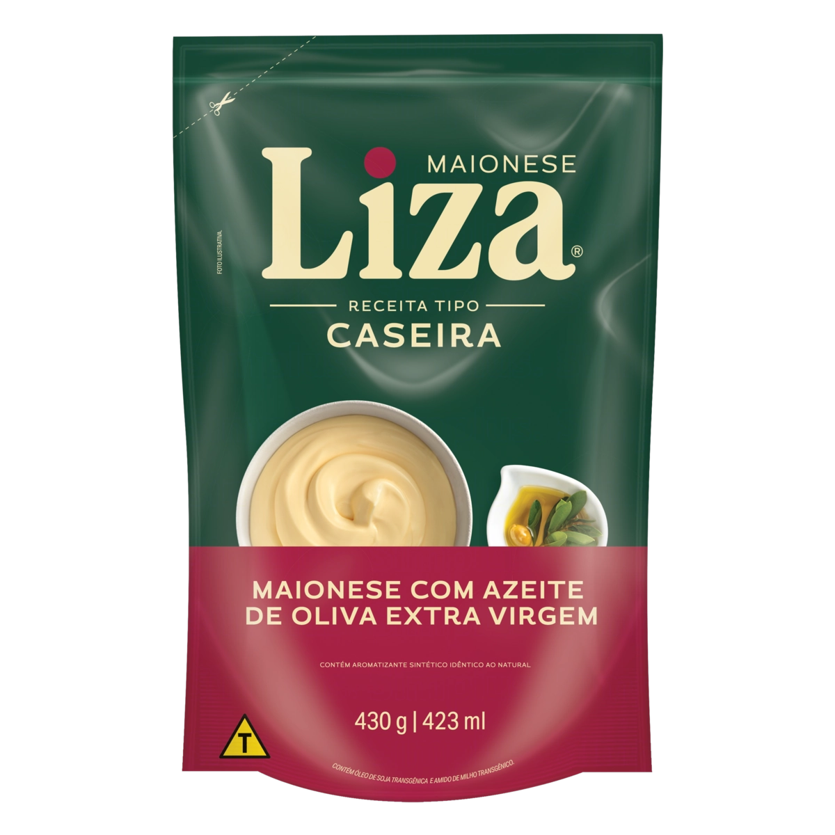 Maionese Caseira Com Azeite De Oliva Extra Virgem Liza Sachê 430g