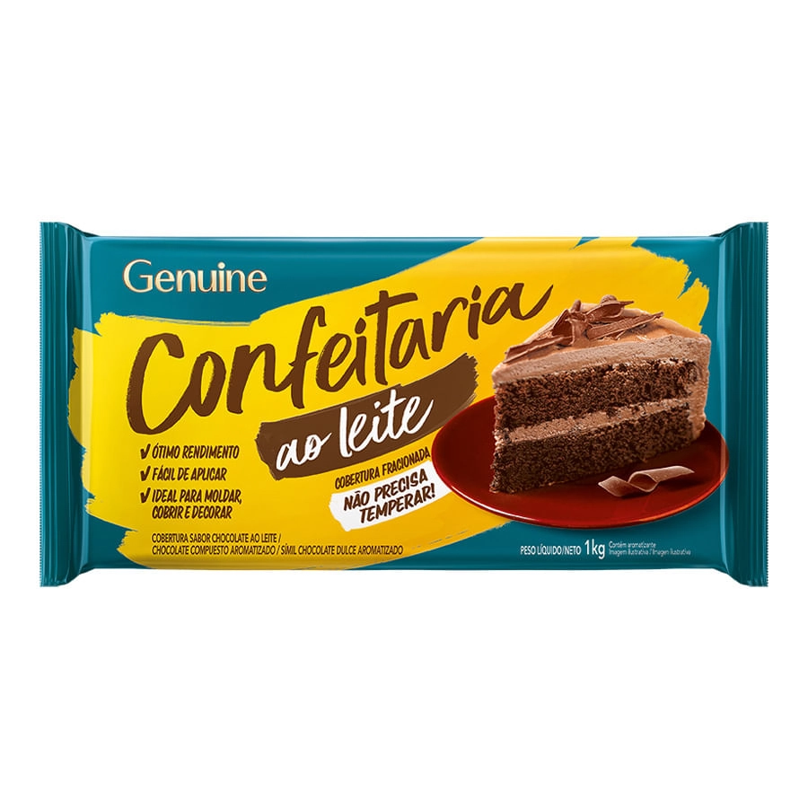 Cobertura Fracionada Chocolate Ao Leite Genuine Confeitaria Pacote 1kg