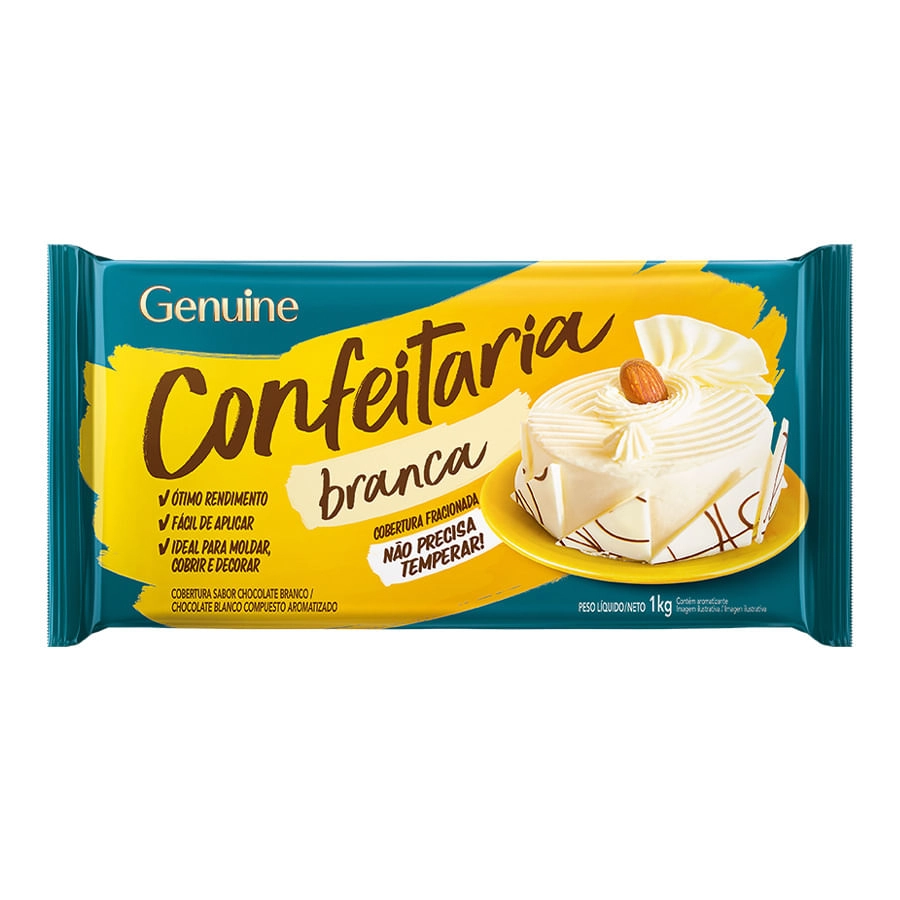 Cobertura Fracionada Chocolate Branco Genuine Confeitaria Pacote 1kg