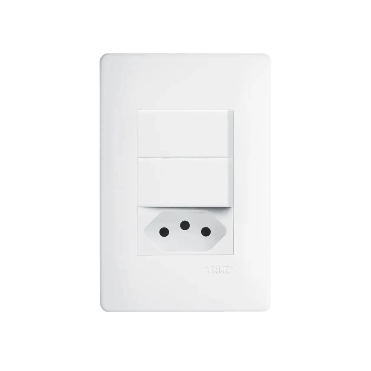Interruptor 2 Teclas + Tomada 20a Com Placa 4x2 Fame Habitat