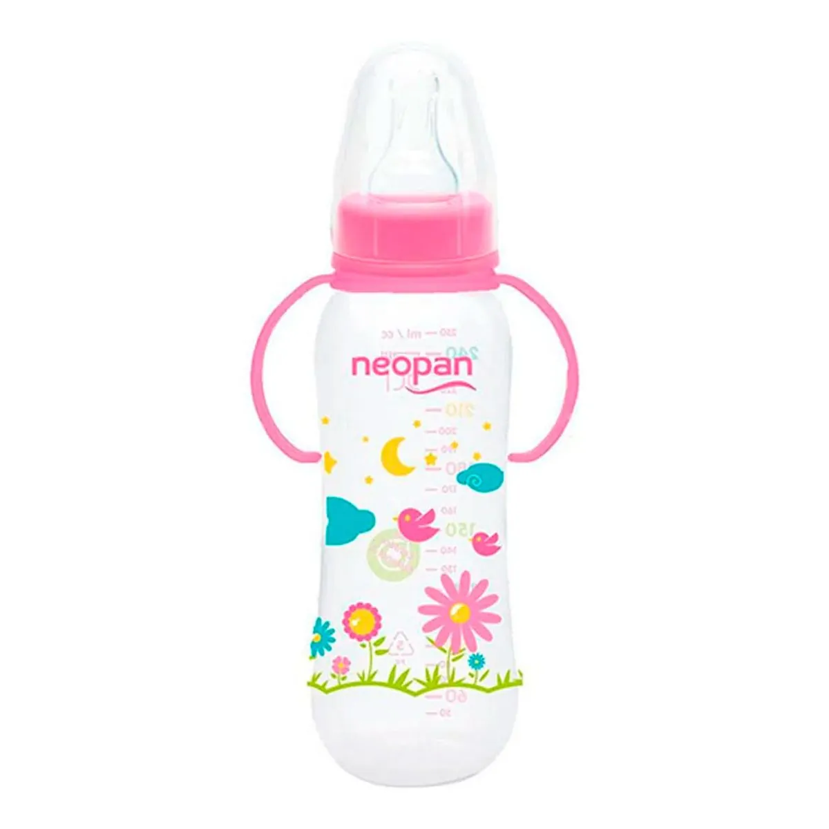 Mamadeira com Alça Neopan 250 ml Rosa