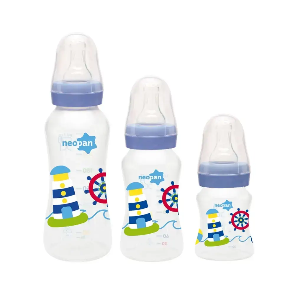 Conjunto Mamadeira Azul 250ml, 140ml E 70ml Neopan 3 Unidades