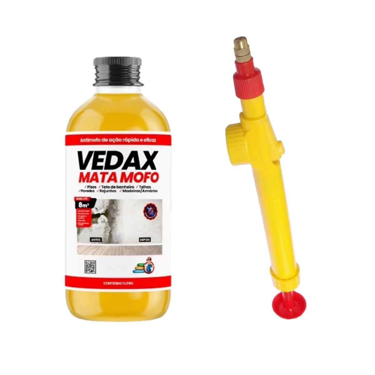 Mata Mofo Bolor Parede Teto Banheiro 1l Vedax + Pulverizador