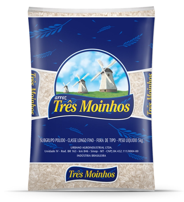 Arroz Três Moinhos Beneficiado Branco Longo Fino Tipo Fora De Tipo 5kg