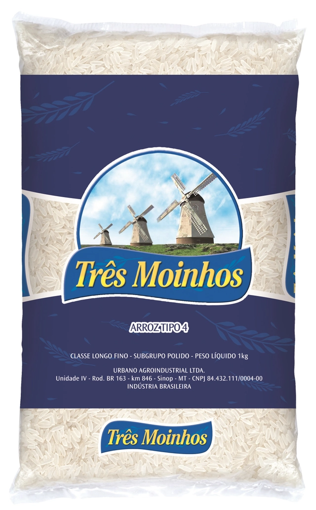 Arroz Três Moinhos Beneficiado Branco Longo Fino Tipo Fora De Tipo 1kg