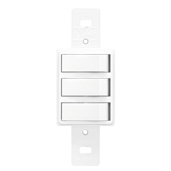 Módulo de Interruptor Simples Triplo 10A Branco Blanc Fame