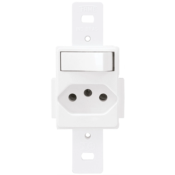 Módulo Interruptor Simples e Tomada 20A Branco Blanc Fame