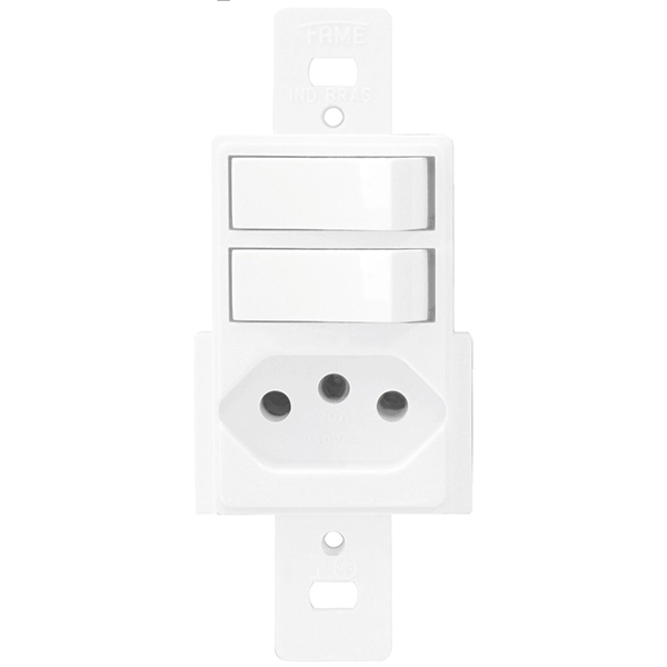 Módulo de Interruptor Simples e Tomada 10A Branco Blanc Fame
