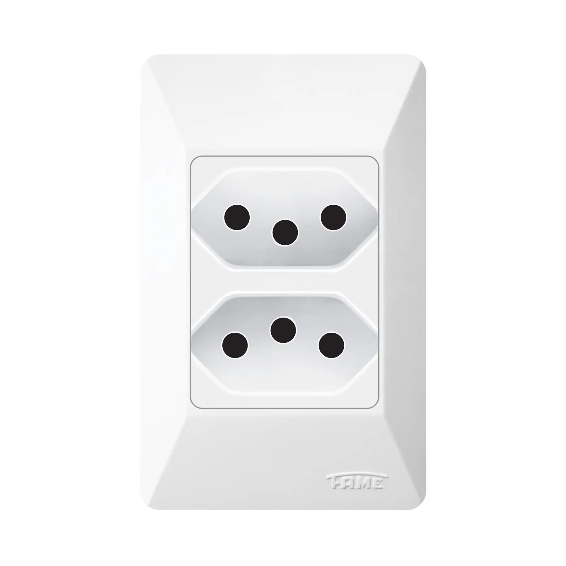 Conjunto 2 Tomadas Energia 20A 4x2 Branco Externo Fame