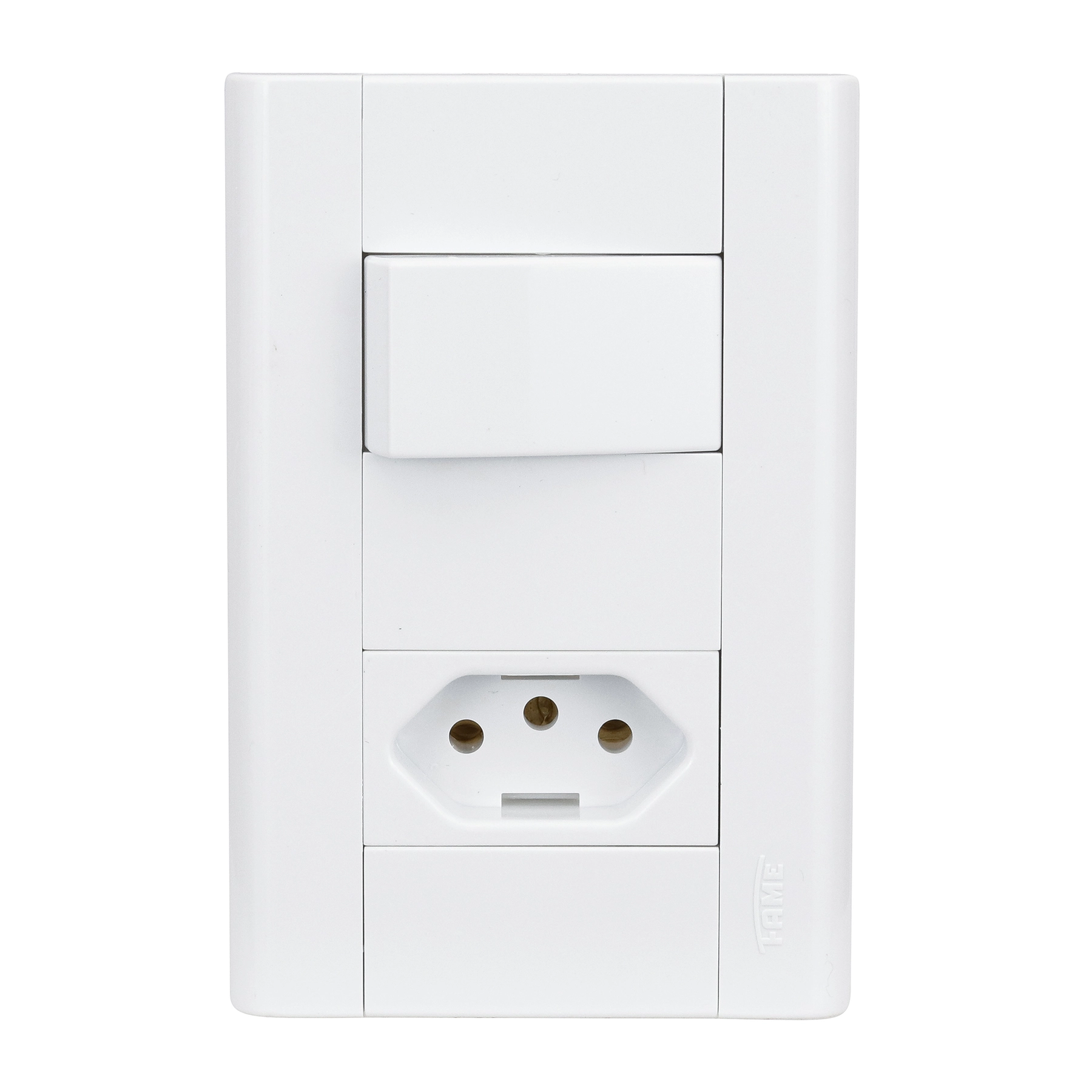 Conjunto Interruptor Simples 16A/250V e Tomada 10A/250V Branco Modulare Fame