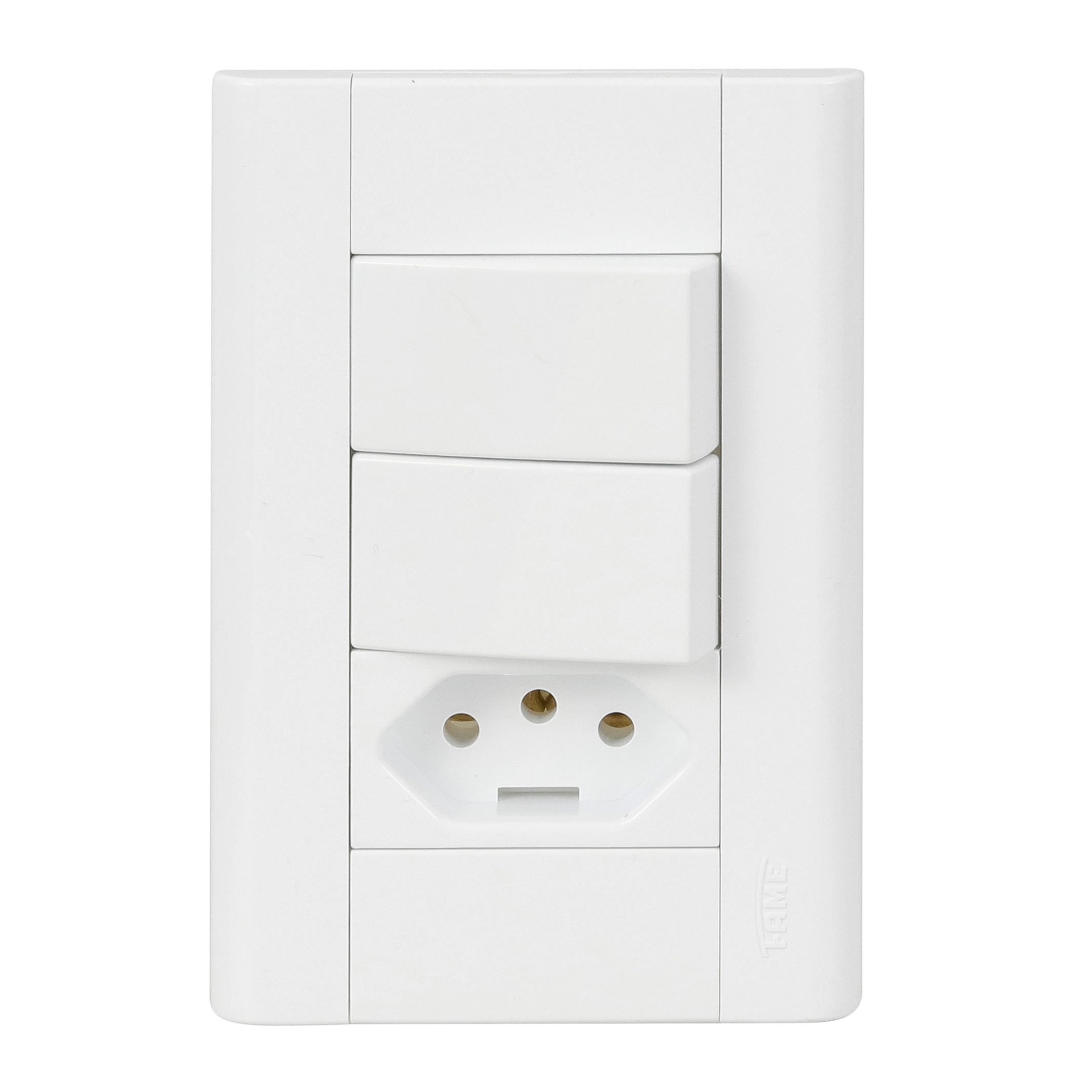 Conjunto 2 Interruptores Simples 16A/250V e Tomada 10A/250V Branco Modulare Fame