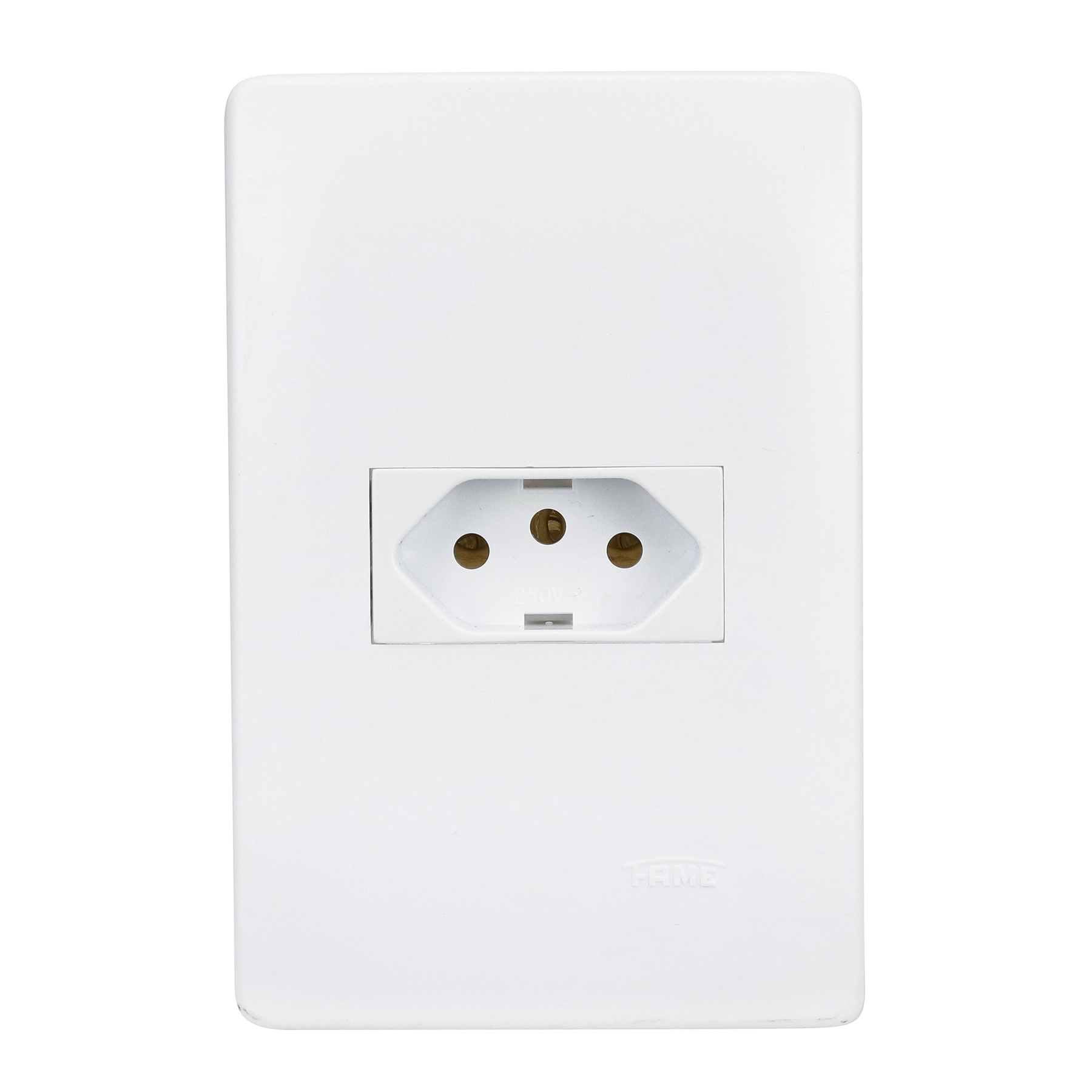 Tomada 2 Polos + Terra com Placa Habitat 10a 250v Branca