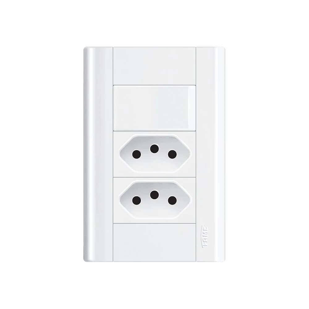 Interruptor Simples E Tomada Dupla 2p+t 20a Fame Modulare Com Placa 4x2 Branco