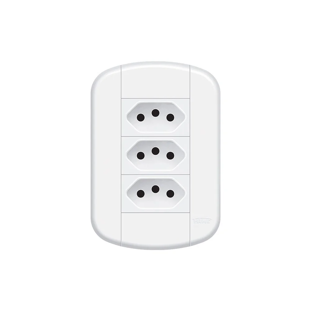 Tomada Tripla Fame Blanc+ 2p+t 20a Com Placa 4x2 Branca