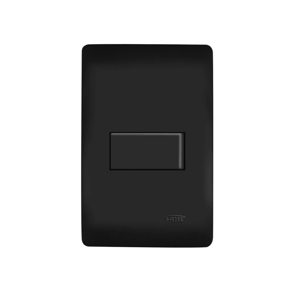 Interruptor Paralelo Fame Habitat Black Com Placa 4x2 Preto