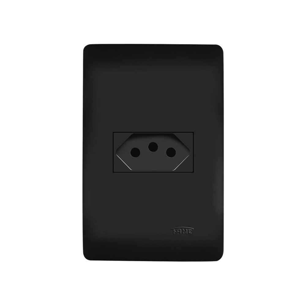 Tomada Fame Habitat Black 2p+t 10a Com Placa 4x2 Preta