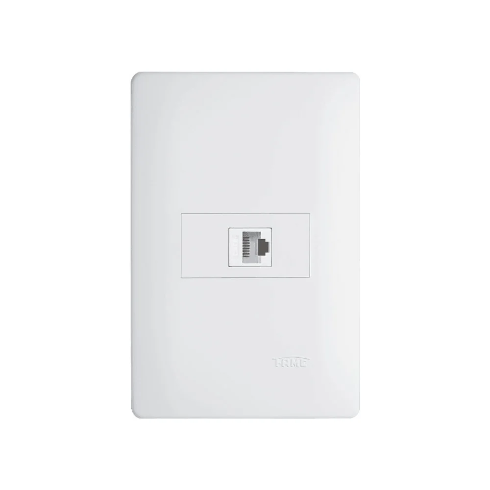 Tomada Para Rede De Informática Fame Habitat Rj45 Cat6 8 Vias Com Placa 4x2 Branco