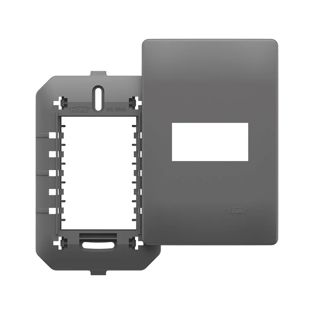 Placa Com Suporte Fame Habitat Onix 4x2 Para Módulo Horizontal Onix