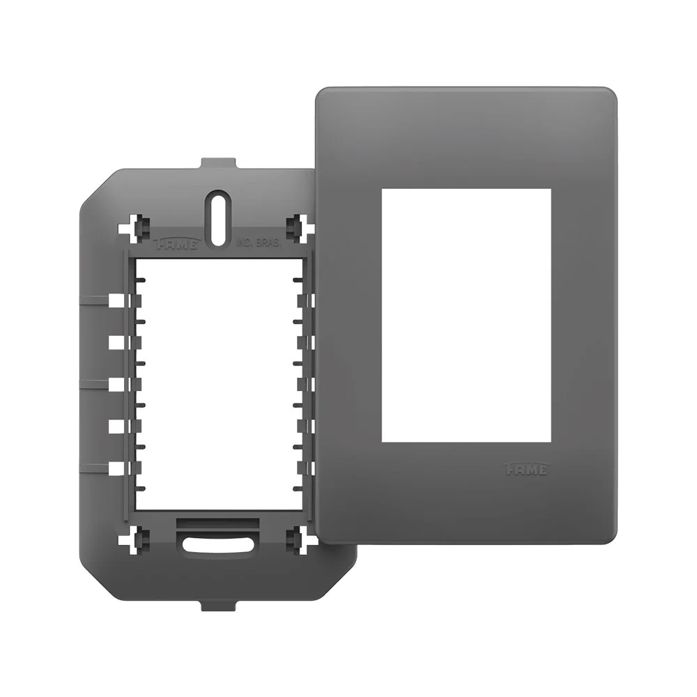 Placa Com Suporte Fame Habitat Onix 4x2 Para 3 Módulos Horizontais Onix