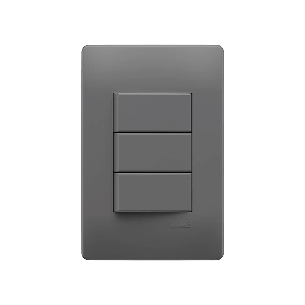 Interruptor Simples Triplo Fame Habitat Onix Com Placa 4x2 Onix
