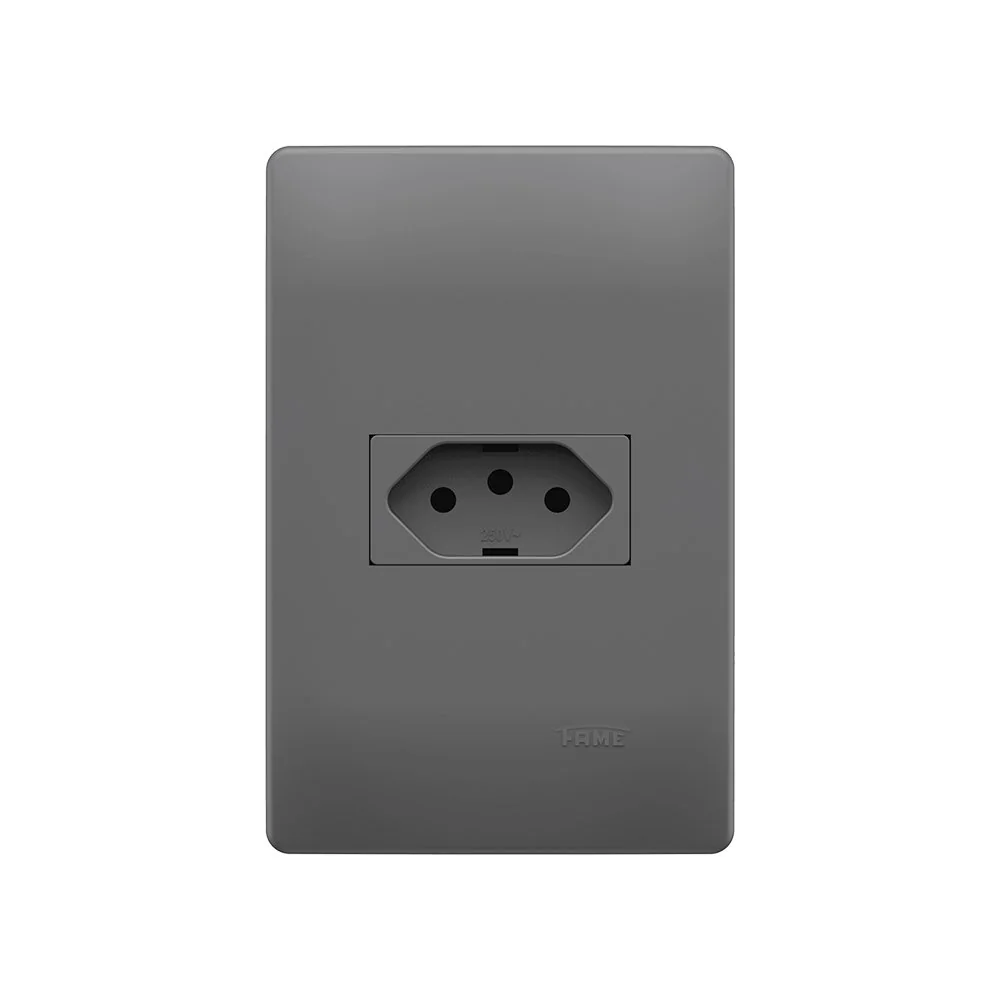 Tomada Fame Habitat Onix 2p+t 20a Com Placa 4x2 Onix