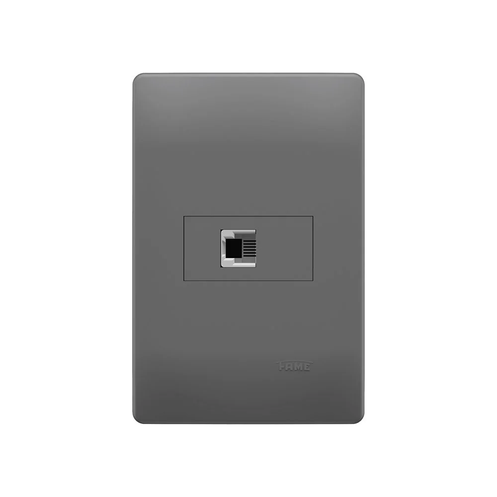 Tomada Para Telefone Fame Habitat Onix Rj11 4 Vias Com Placa 4x2 Onix