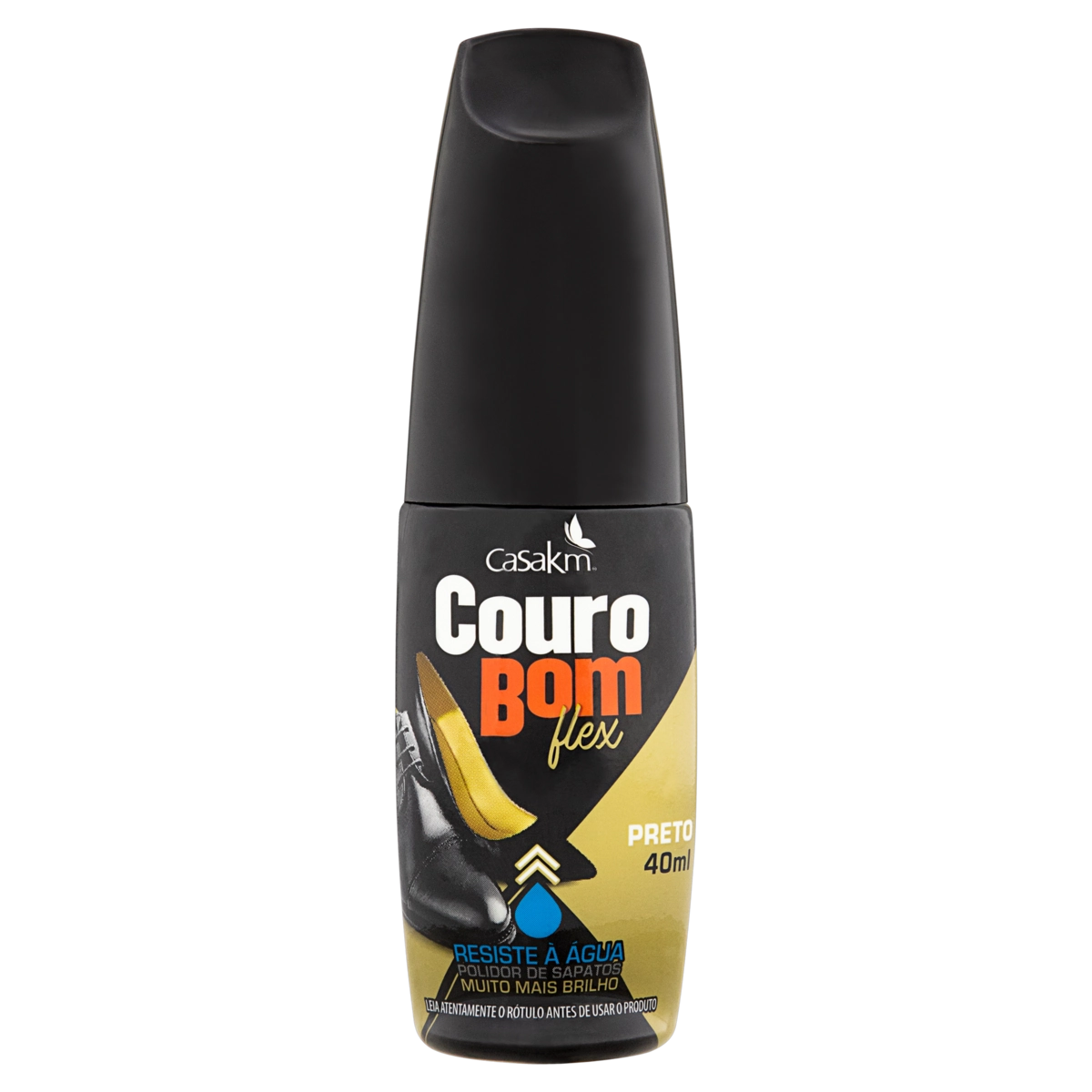 Polidor De Sapato Líquido Preto Couro Bom Flex Frasco 40ml