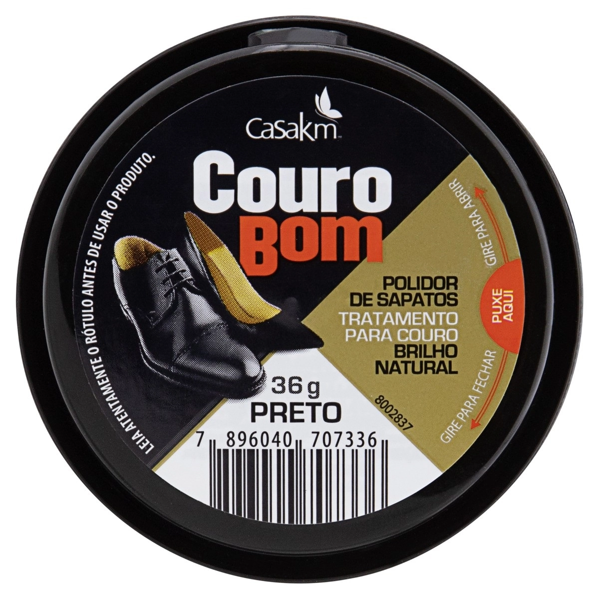 Polidor De Sapato Creme Preto Couro Bom Pote 36g