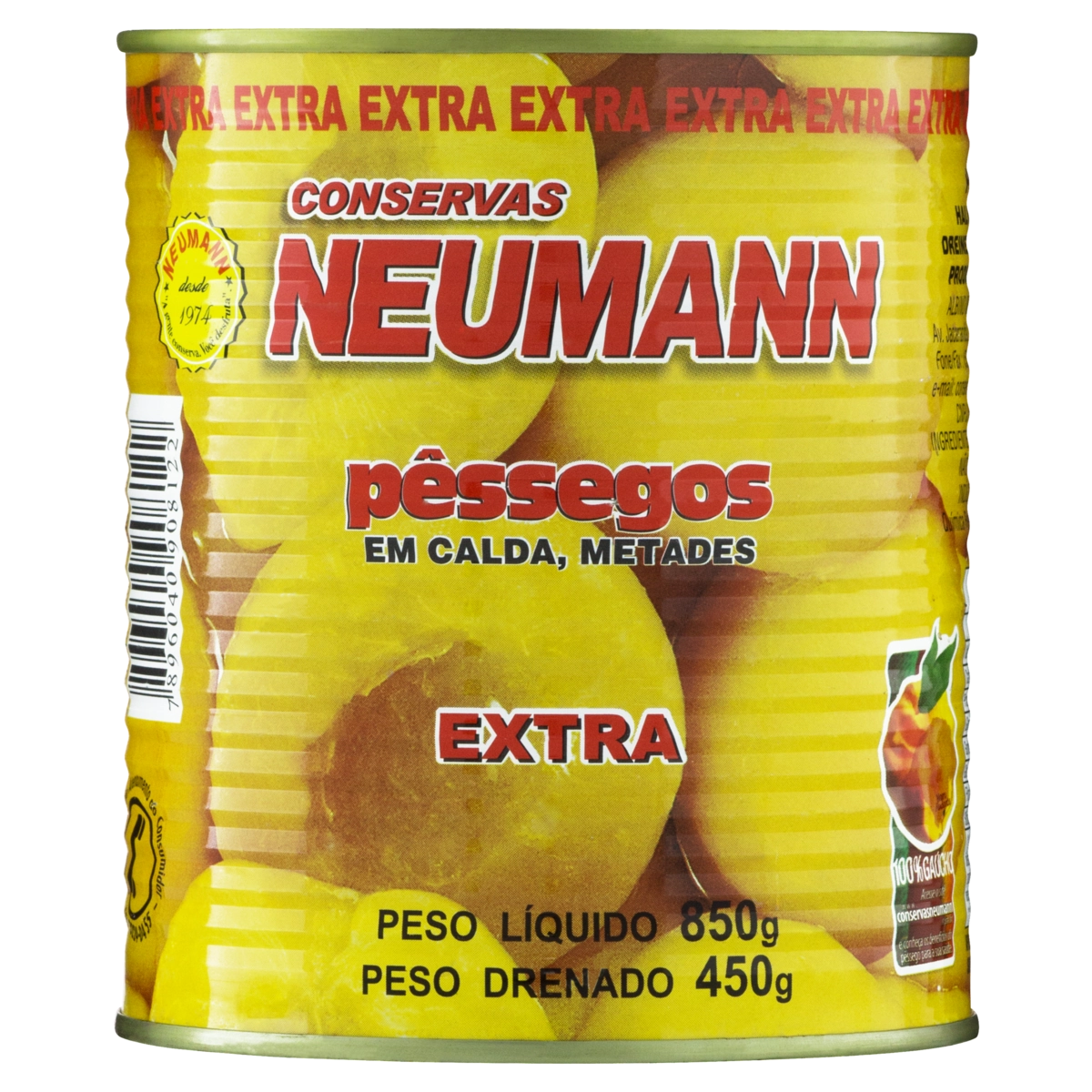 Pêssego Em Calda Metades Neumann Extra Lata 450g