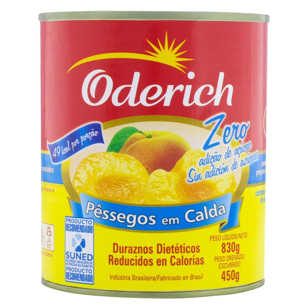 Pêssego em Calda em Metades Zero Açúcar Oderich 450g