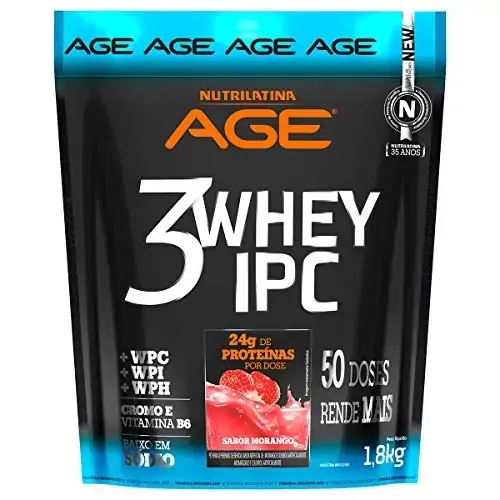 3 Whey Ipc Age Pouch 1,8kg Morango Nutrilatina