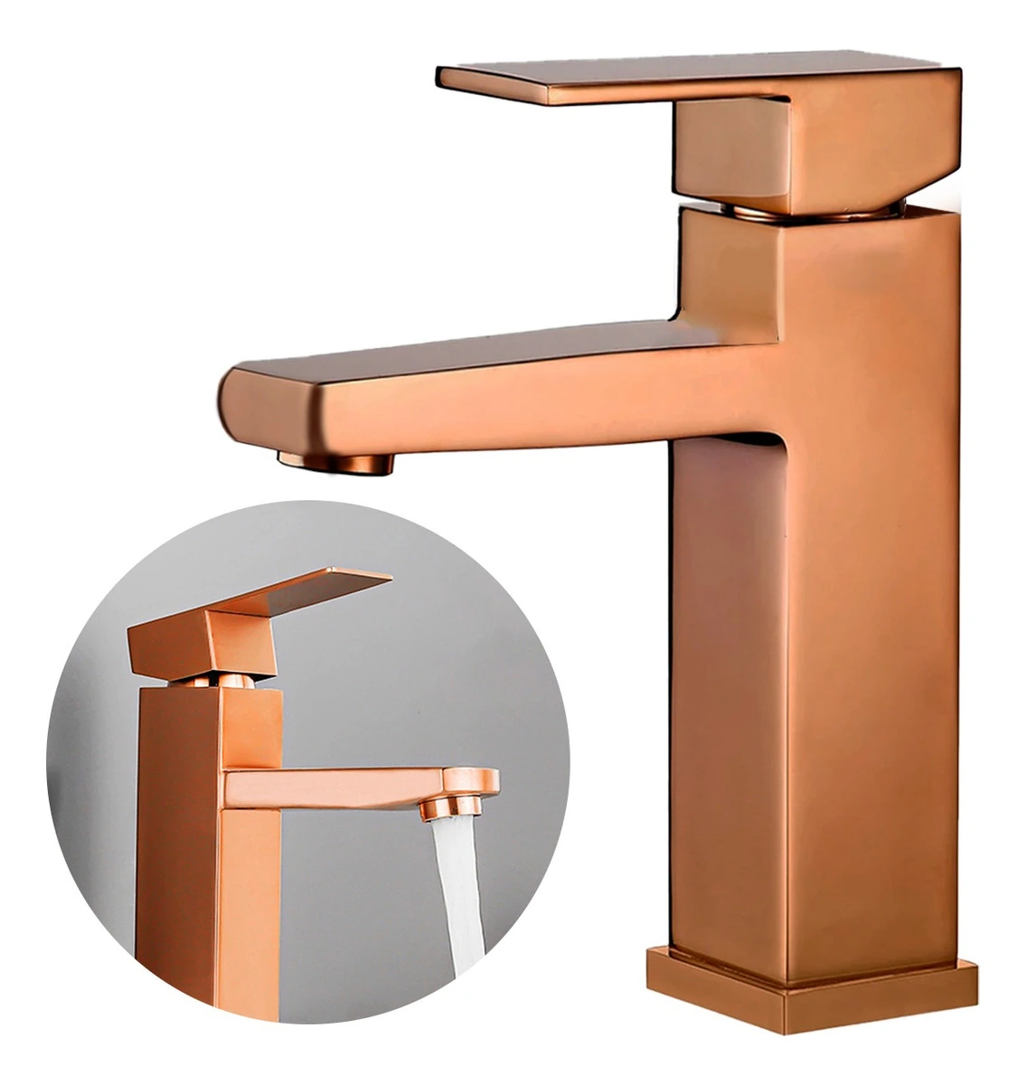 Torneira Banheiro Rose Luxo Monocomando Inox 304 Escovado