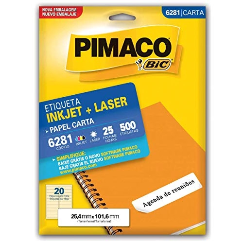 Pimaco 6281 Adesiva Carta 25,4 Mm X 101,6 Mm 500 Etiquetas