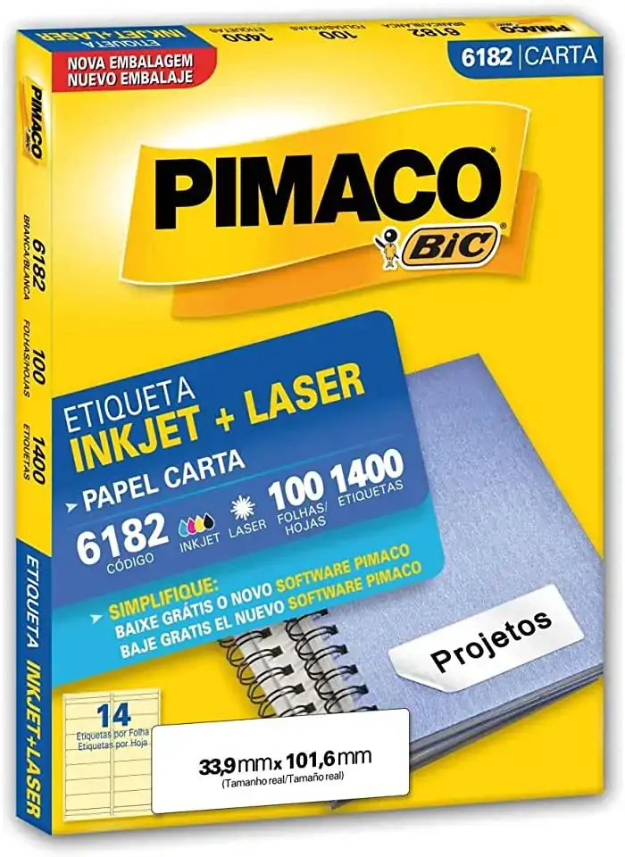 Pimaco 6182 Adesiva Carta 33,9 Mm X 101,6 Mm 1400 Etiquetas