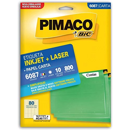 Pimaco 6087 Carta 12,7 Mm X 44,45 Mm 800 Etiquetas