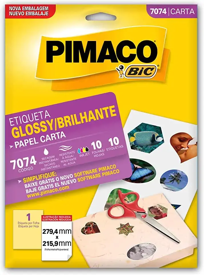 Pimaco 6085 Adesiva Carta 215,9 Mm X 279,4 Mm 10 Etiquetas