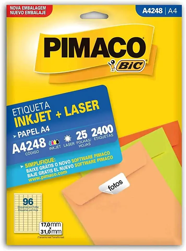 Pimaco A4248 Adesiva A4 17mm X 31 Mm 2400 Etiquetas