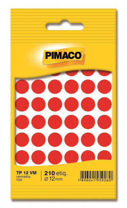 Etiqueta Adesiva Pcodificacao 12mm Vermelha Tp1