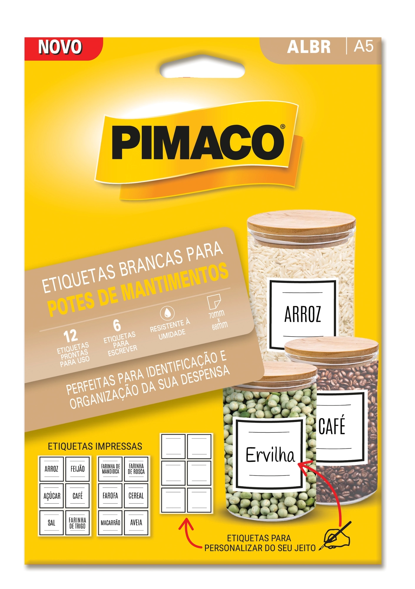 Etiqueta Pimaco Pote Mantimentos A5 Br 70x68 3fls Atacado Caixa C/18 Pimaco